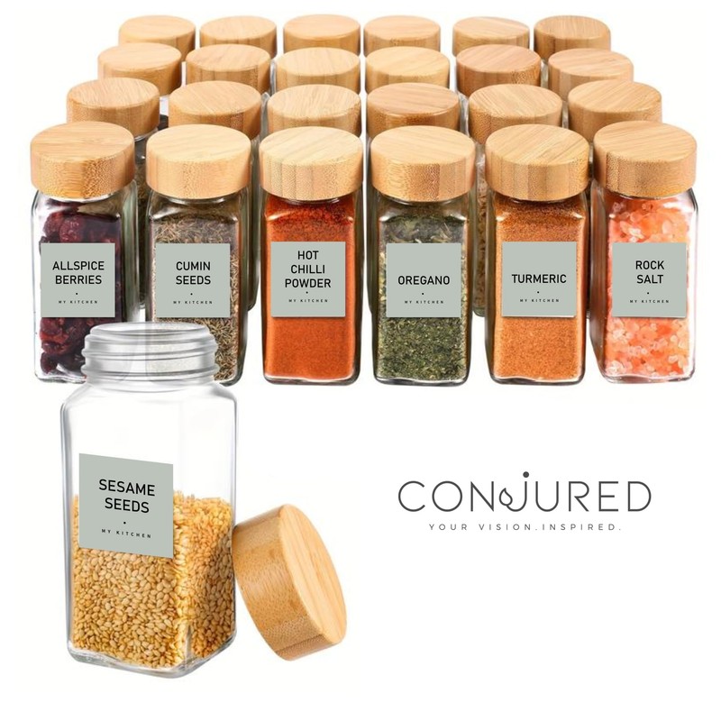 Spice Jar Labels - Olive Green