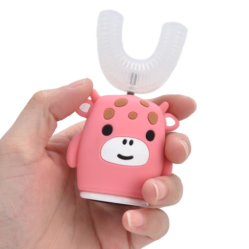 Kids U Shaped Toothbrush Pink Cartoon Electric 360° Tooth Rush