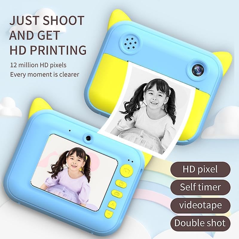 Blue Instant Print Camera for Kids Camera for Photos and