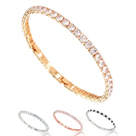 inSCINTILLE Unisex Tennis Bracelet with Zircons and Adjustable Snap Clasp, Metal, Cubic Zirconia