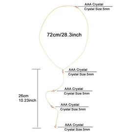 Sttiafay Rhinestone Back Chain Necklace Gold Background Y Necklace Long Chain Back Necklace Bridal Wedding Jewellery for Women