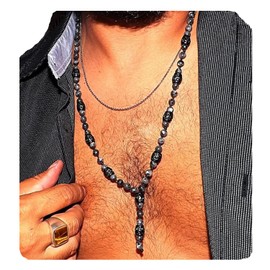 Men Y Necklace - Men Long necklace - Long necklace with Labradorite gems - Men Neckless - Gift for men - Mala necklace - Men jewelry