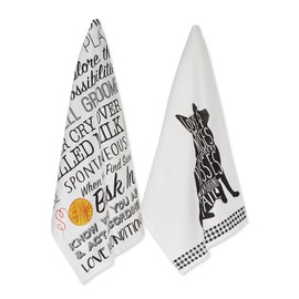 DII Everyday Pets Kitchen Collection Absorbent Dishtowel Set, 18x28, Dog Prints, 2 Count