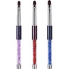 Ycyan 3Pcs Oval Gel Nail Brush Set Rhinestone Handle Professional