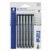 STAEDTLER Pigment Liner Pack, Black, 6 Pens, Assorted Line Widths,