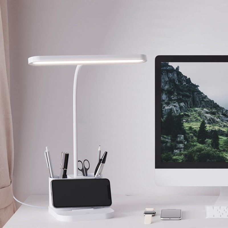 AXX White Desk Lamp for College Dorm Room, Cute, LED,