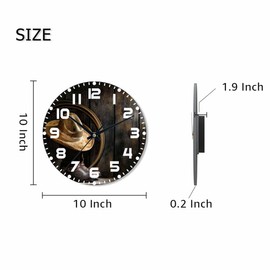 NOMEDOGYIM Cowboy Hat Wall Clock Battery Operated Cowboy Boots and Lariat Wall Clock Silent Non Ticking Quality Quartz 10 Inch Round Easy Clock to Read for Home Office
