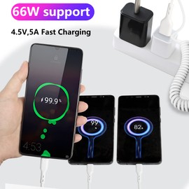 GELRHONR USB C Spiralkabel, 5A 3 in 1 USB C Splitter,Typ C Spiralkabel Dehnbare zu 6.5Ft, kompatibel mit Handys Tablets Android und mehr Typ-C Geräte-Schwarz