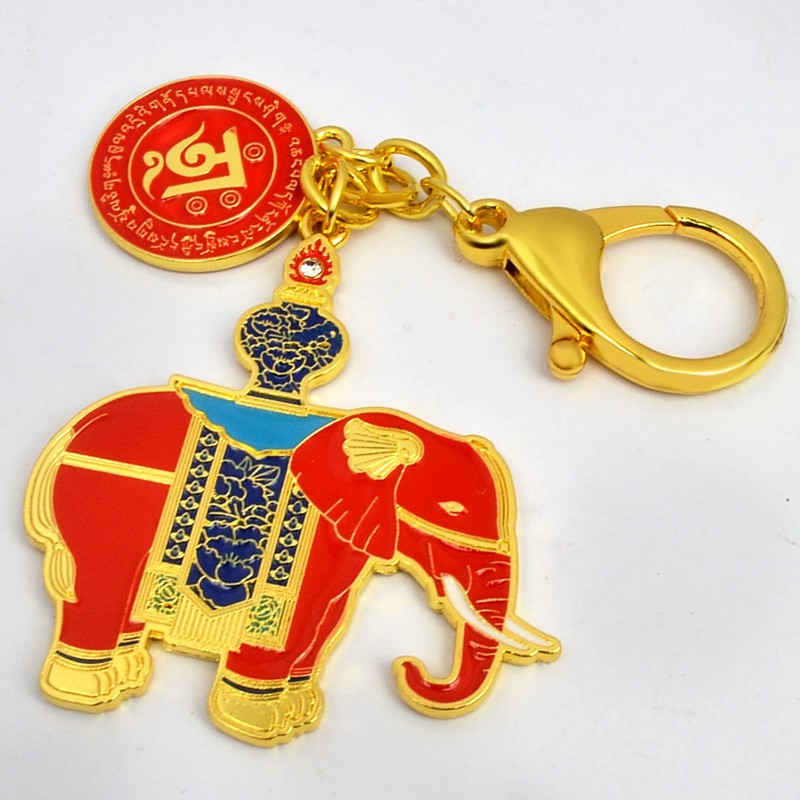 Isui Red Prosperity Elephant Amulet Keychain Purse Pendant Handbag Charm