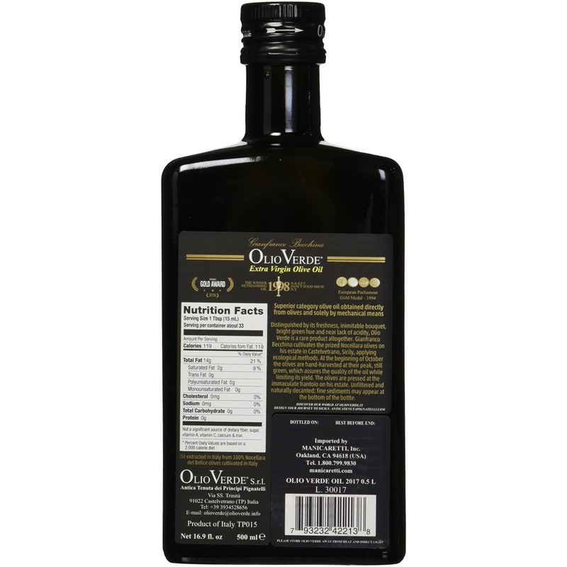 Olio Verde Oil Olive Extra Virgin, 16.89 oz