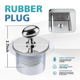 Generic Bathtub Drain Stopper, Bath Tub Plug,Bathtub Drain Plug, Rubber Bathtub Stoppers, Used for Replacing Bathroom Tub Stopper, (Chrome)