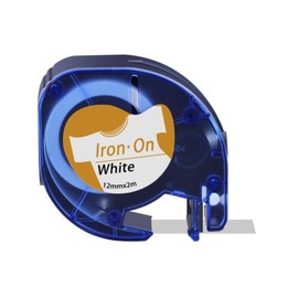 Compatible Dymo Iron-On Fabric Labels 18771, Iron on Labels for Clothing Tape Work with Dymo LT LT-100H LT-110T Printer, Black on White,1/2-Inch x 6.5-Foot Roll