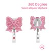 Sparkling Bow Badge Reel, with Retractable Cord and Swivel Alligator