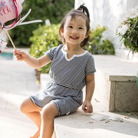 Burt's Bees Baby Baby Girls Romper - 100% Organic Cotton, One-Piece Shortall Girl Outfit for Sizes Newborn to 24 Months