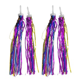 UPSTORE 2Pairs Long 30cm/11.8inch Colorful Kids Children Scooter Bike Tassel Ribbon Handlebar Streamers Pom-pom Pair Bicycle Grips Sparkle Hand Grip Baby Carrier Decoration Accessories