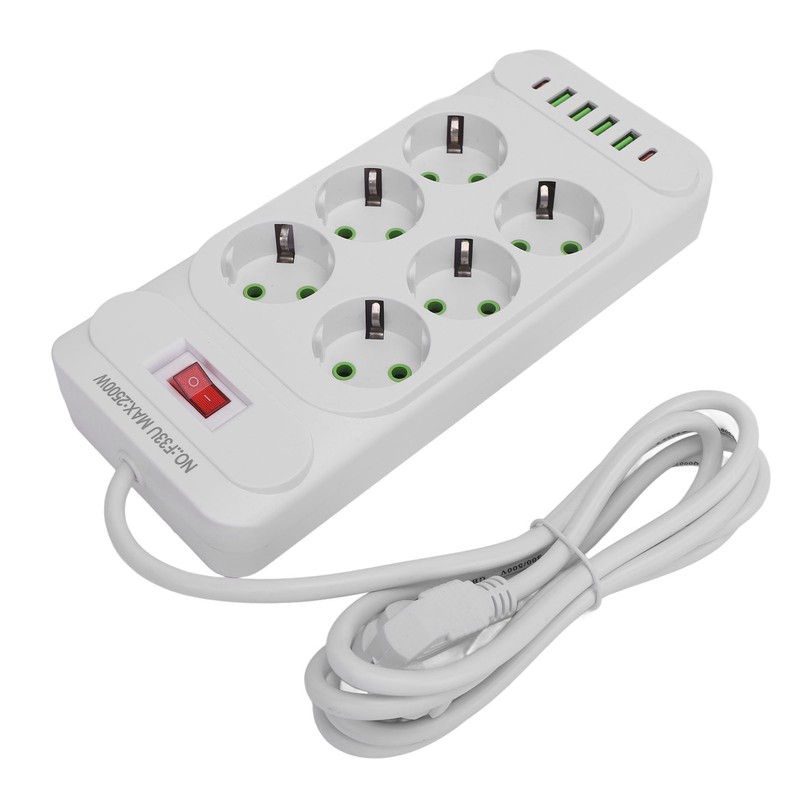 Power Strip 6 Outlets 4 USB 2 Type C Ports