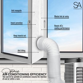 SA Products 5M AC Window Seal | Universal Window Insulation Kit for Air Conditioning Unit & Portable Dryer | Air Dryer Vent Hose Guards with Zip