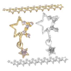 minkissy 30pcs Star Rhinestone Nail Charms Set Metal Manicure Nail Decorations 3D Decorative Charms for Art