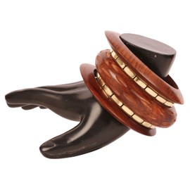 Touchstone Indian Bollywood Trendy Grain Cut Braid Work Finely Created Bangle Bracelets In Antique Gold Tone. Set of for Women, Wood brass, No Gemstone