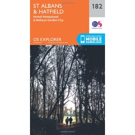 St Albans & Hatfield Map | Hemel Hempstead & Welwyn Garden City | Ordnance Survey | OS Explorer Map 182 | England | Walks | Hiking | Maps | Adventure