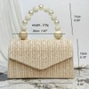 Straw Evening Handbag for Women Exquisite Pearl Beaded Top-Handle Purse