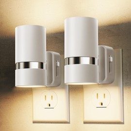 L LOHAS LED Night Lights Plug into Wall, Plug in Night Light with Light Sensor, Dimmable 0-100LM, Soft White 3000K, Wall Sconce-Style Design Night Light for Bedroom, Hallway, Stairs, 2 Pack