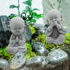 VIKKSAER Cute Buddha Statue, Sandstone Smiling Sculptures Home Feng Shui