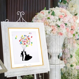 Fingerprint Canvas Wedding Guest Book with 6 Colours Ink DIY Wedding Fingerprint Tree Guest Book for Fingerprints 30 x 40 cm Balloons