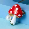 Unbranded Delightful MAGIC Mushroom Polka Dot Gold PEARL Red Enamel