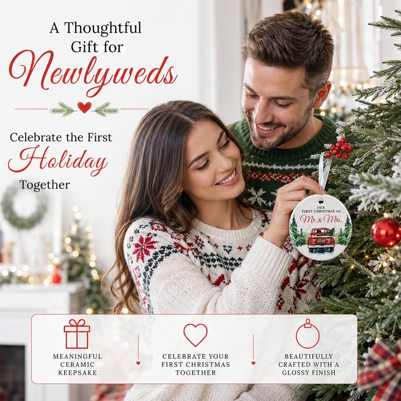 First Christmas Married Couple Christmas Ornament 2026 Wedding Gifts Mr
