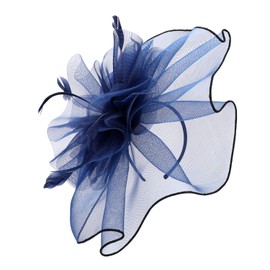 XINCHIA Fascinator Hat for Women Girl Flower Mesh Veil Elegant Feather Headband Retro Cocktail Tea Bridal Shower Hair Clips Pillbox Hat Tea Party Wedding Headpiece Headwear Fancy Dress Navy