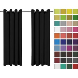 Rollmayer curtains with eyelets, opaque plain solid colour curtain for bedroom, children's room, living room