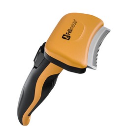 Fellmeister® Unterfellbürste für Hunde & Katzen zur Entfernung der Unterwolle - Fellbürste mit Druckknopf zum Schutz vor Verletzungen für Mensch & Tier - Haustierbürste (Größe M)