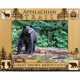 Saddle Mountain Souvenir Appalachian Trail The Great Smoky Mountains Laser Engraved Wood Picture Frame Landscape (5 x 7)