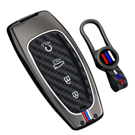 TECART Carbon Texture Key Fob Cover with Keychain,Luminous Strip Key Case shell Fit for 2025 2024 2023 2022 Hyundai Sonata Santa Fe Nexo Tucson Palisade Car Key Fob Protector 4 Button Black