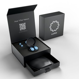 Lumo Ear Plugs for Sleeping - 28dB Reusable Silicone Ear Plugs for Noise Reduction with Silk Sleep Mask|Work & Concert Hearing Protection|Customizable & Comfortable Noise Cancelling Earplugs (Blue)