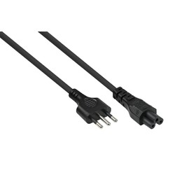 Power Cable Italy Mains Plug Type I (CEI 23-16) to Clover Leaf Socket C5, Black, 0.75 mm², 1.8 m