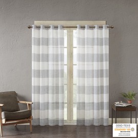 Urban Habitat - Cortina con Ojales para Sala de Estar, Cortina de Ventana Individual a Rayas para recámara, habitación Familiar, Cortina semiopaca de poliéster, 50 x 84, Paquete de 1 Panel