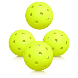 Tihulek Outdoor Pickleballs 4 Pack, 40 Holes Pickleball Balls PE, USAPA Approved Pickle Ball, High Visibility and Bounce, Durable Pickle Ball for All Style Pickleball Paddles & All Skill Levels, Neon