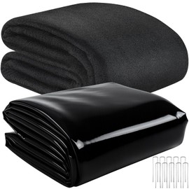 Fanfanwin 2 Pack Pond Liner and Underlayment 8 x 10 Feet 20 Mil Pond Liner Non Woven Geotextile Underlayment Fabric with 10 U-pins for Outdoor Stream Waterfall Reinforced Koi Fishpond Garden Fountain