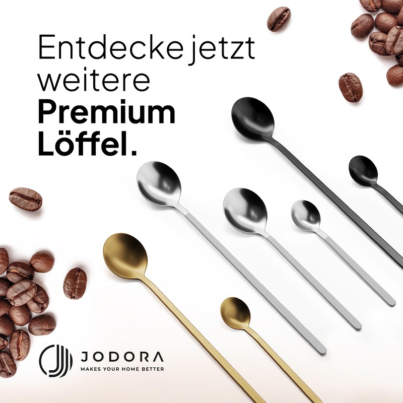 JODORA Design Espresso Spoon, Matte Silver, Set of 6 Espresso