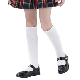 Girls Knee High Socks School Uniform Socks for Girls Boys Dress Sock Kids Stockings Seamless Sock Solid 1 pc white 3-6 Years