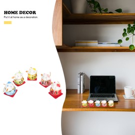 NUOLUX Daruma Cat Daruma Cat Maneki Cat Maneki Cat Daruma Ornament Ceramic, Invite Good Luck, Prosperous Business, Achievement of Prayers, Interior Decoration, Japanese Traditional Crafts (Set of 5)