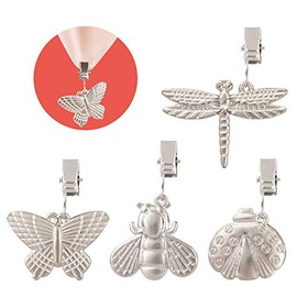 GWHOLE 4 Pack of Tablecloth Weights with Metal Table Clip Clamps for Outdoor Garden Party Picnic Table Covers