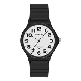 Simple Watch for Exams and Exams: For Exams, Waterproof, Middle School Examination, Students, Wristwatch, Analog, Electronic Noise, Boys, Women, Boys, Girls, Flexible, multicolor (black / white)