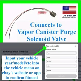 Custom Kit fit Honda Fuel Vapor Canister Purge Solenoid Valve Connector Plug Pigtail Wiring