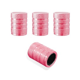 povtii 4 PCS Car Tire Valve Stem Caps, Aluminum Anti Corrosion Tire Air Caps with with Plastic Seal, Universal Leakproof Tyre Stem Cover, Car Accessories for Truck Bike Motorcycle (Pink)