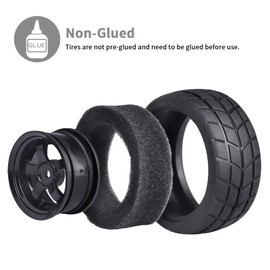 Hobbypark RC Tires & Wheels Assembly Foam Insert Hex Hub 12mm 5 Spoke for 1:10 On Road Touring Car Model Parts (4-Pack)