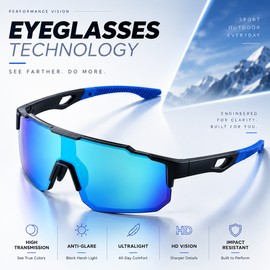 Performance Shield Sunglasses for Men & Women – Lightweight Wraparound Eyewear with Mirrored Lens for Cycling, Running & Outdoor Activities