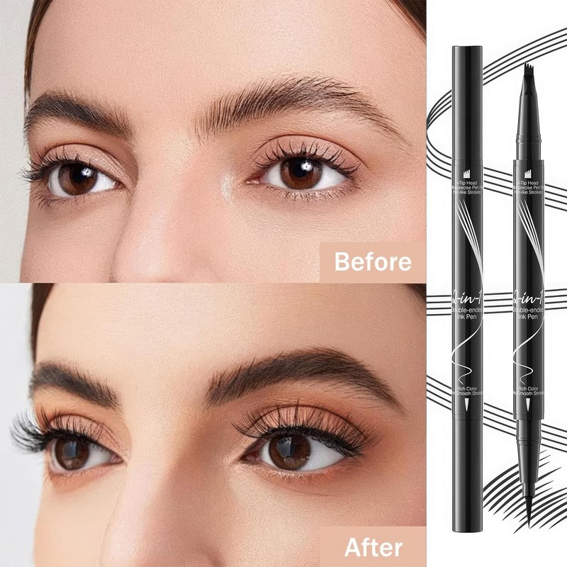 ZWWOGE Eyebrow Pencil, Waterproof, Sweat-Resistant, Eyebrow Pencil, 2-in-1 Dual Professional